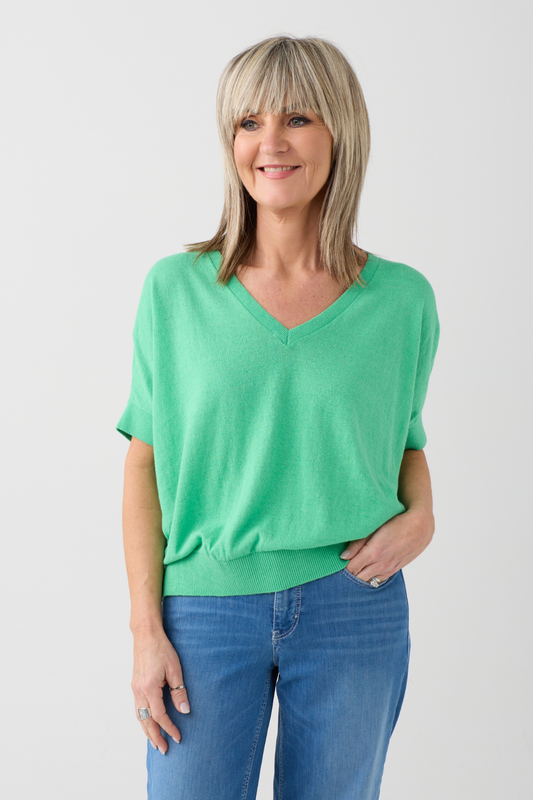 Milano Mint V-Neck Batwing Jumper