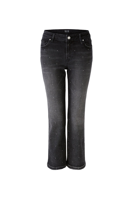 Oui Dark Grey Cropped Embellished Jeans