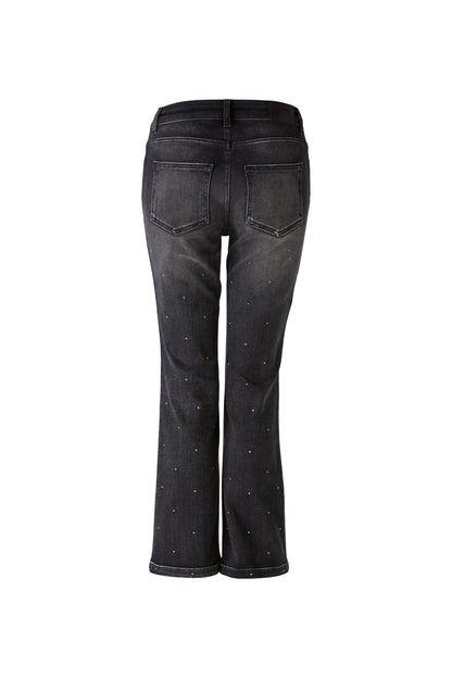 Oui Dark Grey Cropped Embellished Jeans