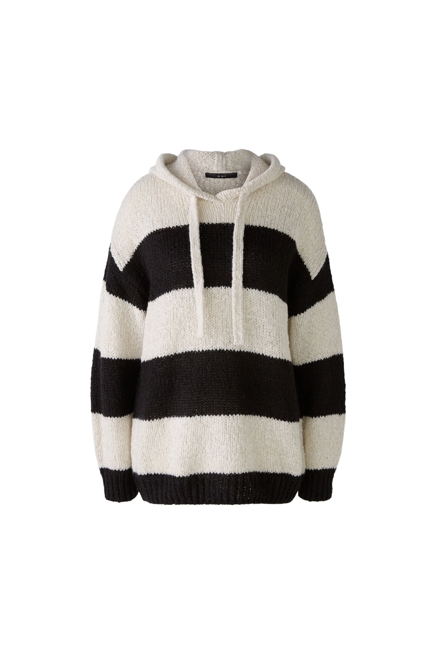 Oui Black & Light Camel Stripe Hoodie