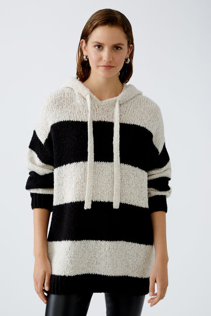 Oui Black & Light Camel Stripe Hoodie