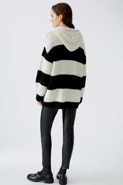 Oui Black & Light Camel Stripe Hoodie