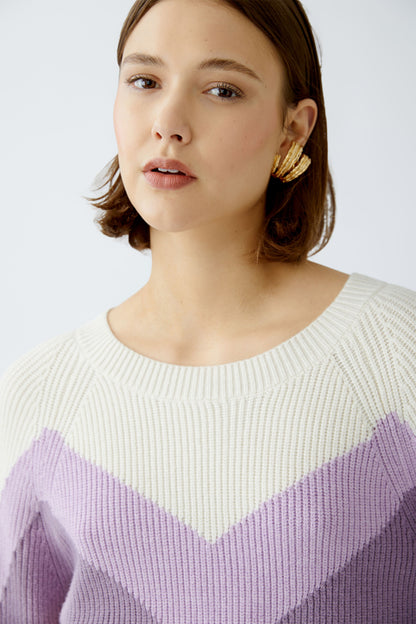 Oui Lilac and White Chevron Stripe Jumper