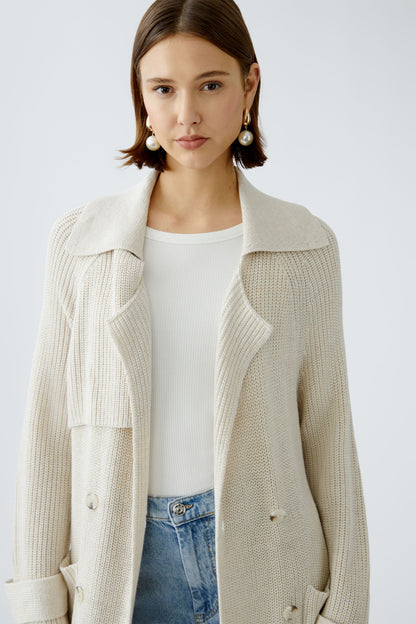 Oui Off White Belted Cardigan