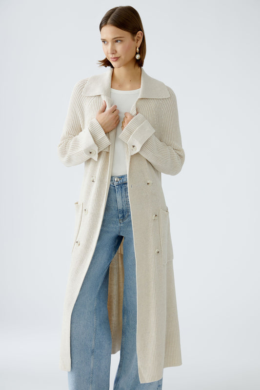 Oui Off White Belted Cardigan