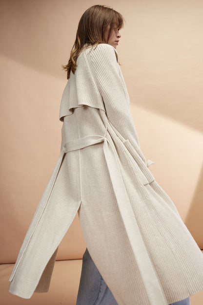 Oui Off White Belted Cardigan