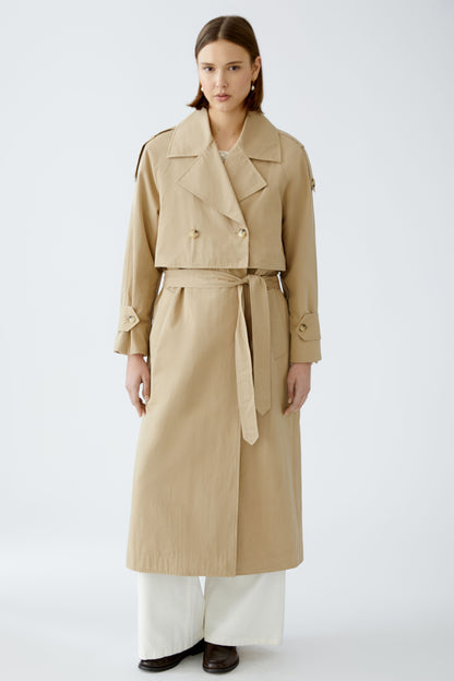 Oui Camel 2 in 1 Trench Coat