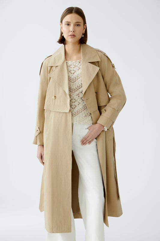 Oui Camel 2 in 1 Trench Coat