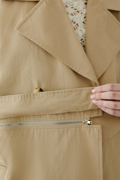 Oui Camel 2 in 1 Trench Coat