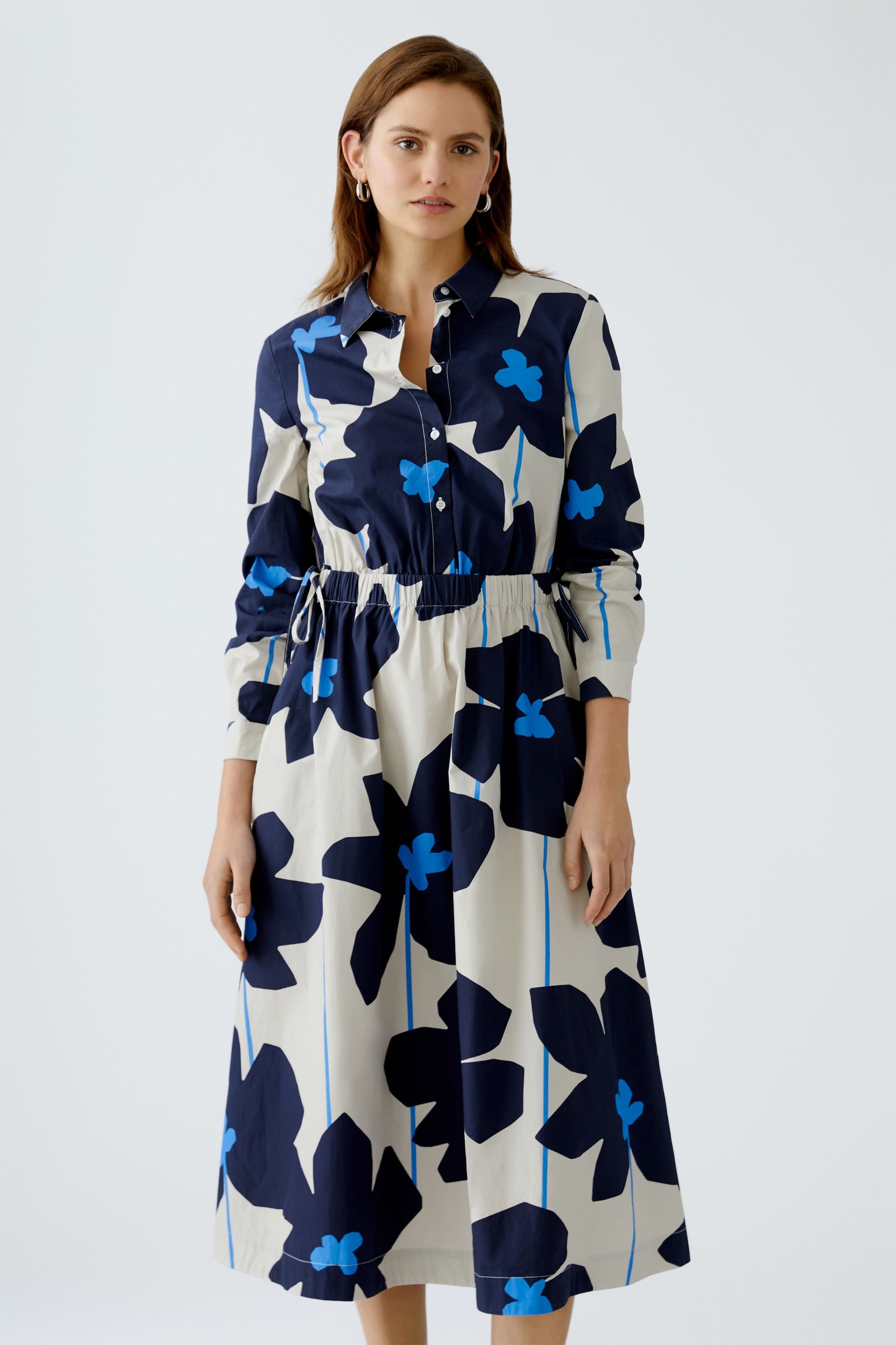 Oui Light Stone/Blue Midi Dress