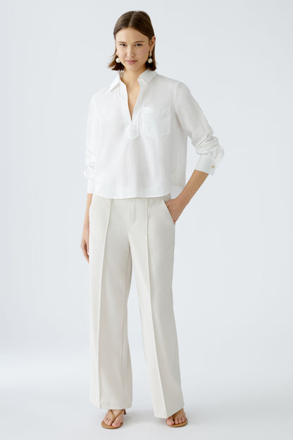 Oui Optic White V-neck Blouse