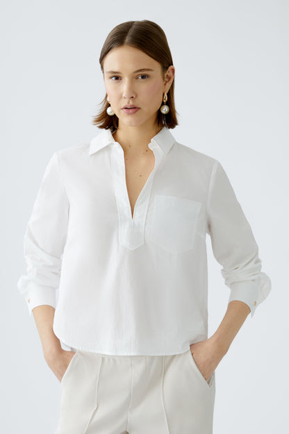 Oui Optic White V-neck Blouse