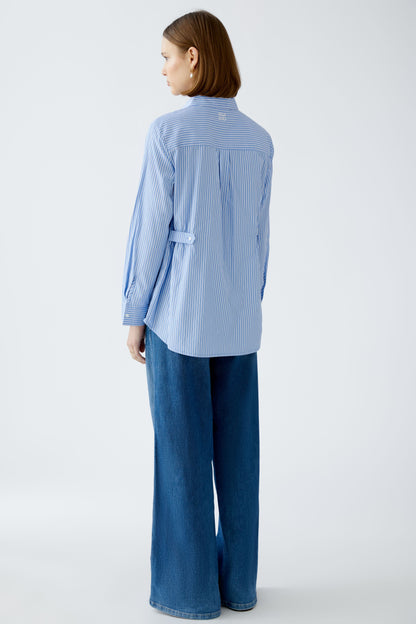 Oui Blue/White Stripe Extra Long Shirt