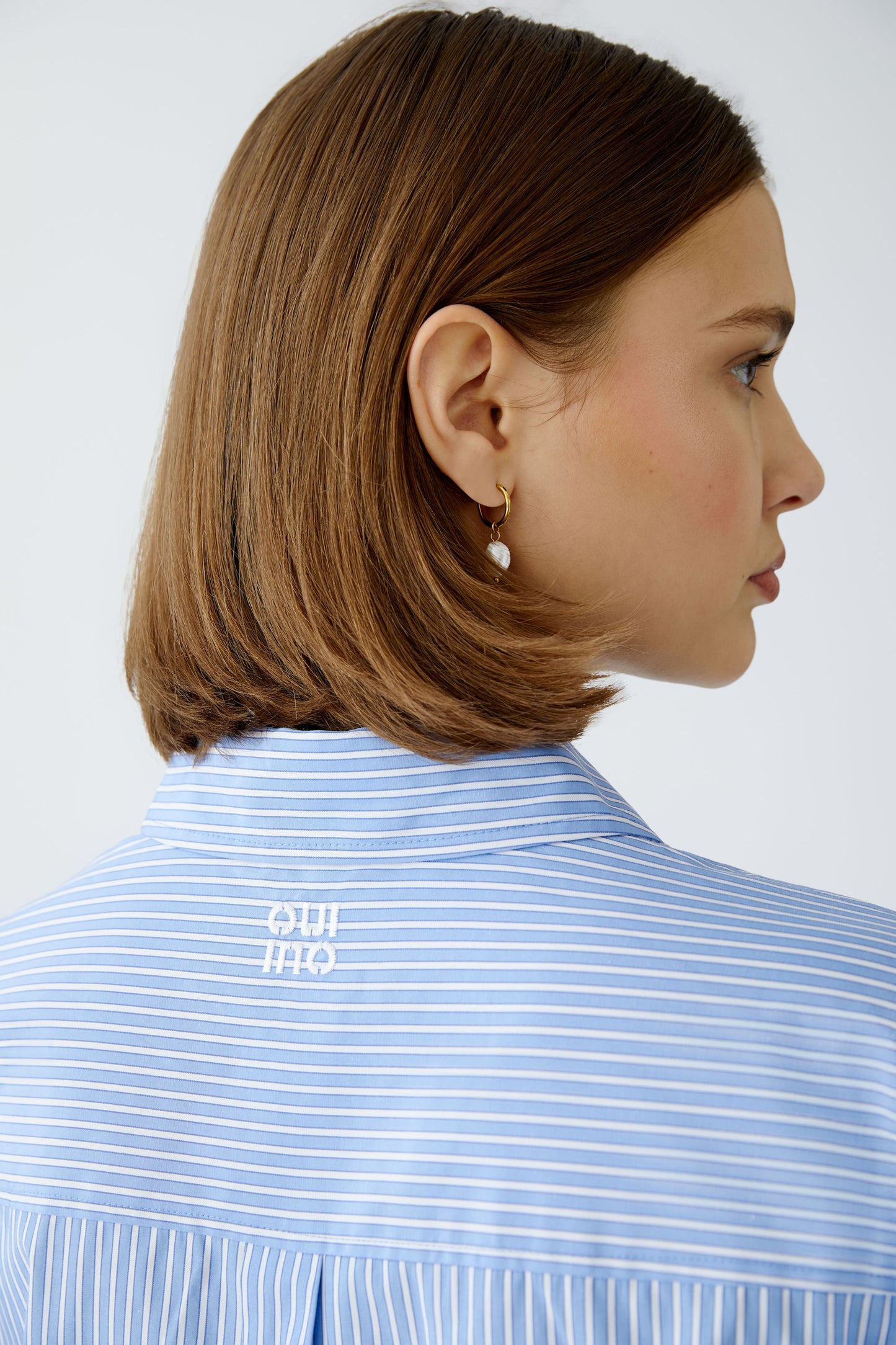 Oui Blue/White Stripe Extra Long Shirt