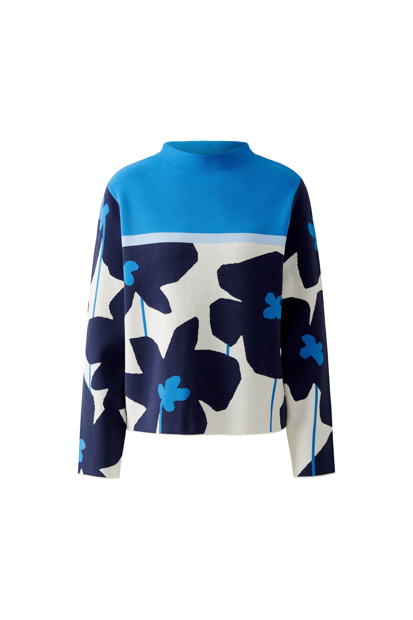 Oui Blue/White Floral Jumper