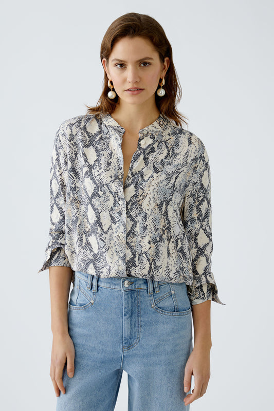 Oui Light Stone/Grey Snake Print Blouse