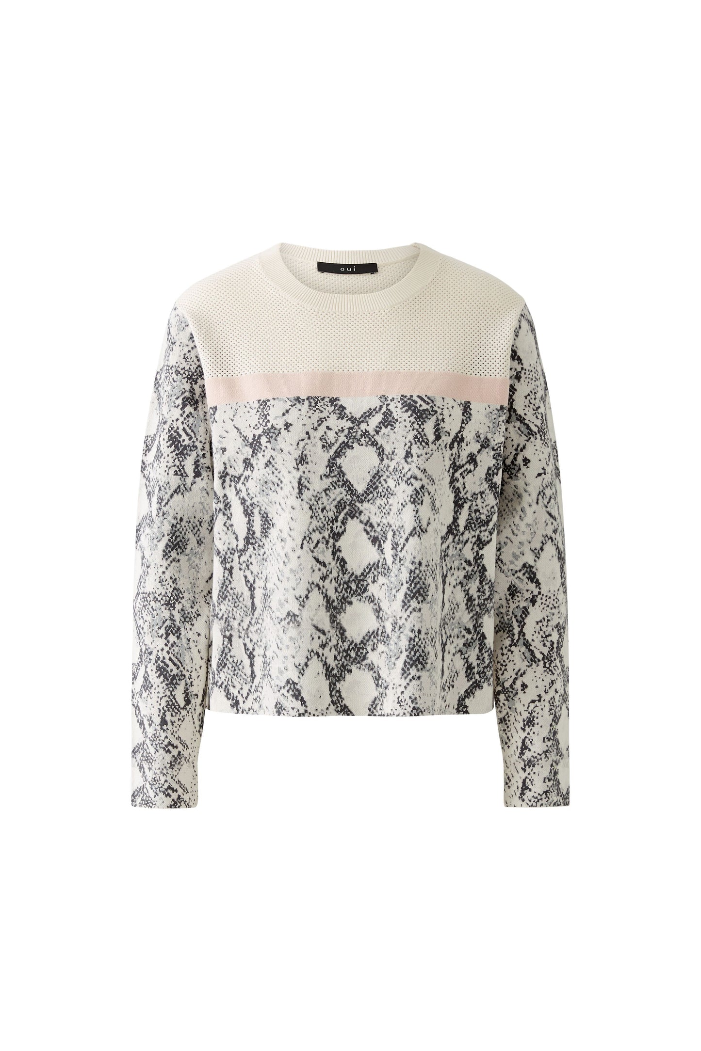 Oui White/Black Snakeskin Jumper