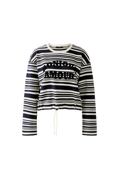 Oui Bonjour Amour Cream and Navy Sweatshirt