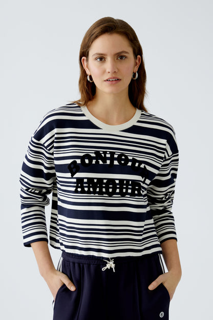 Oui Bonjour Amour Cream and Navy Sweatshirt