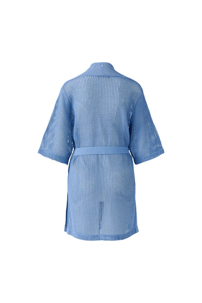 Oui Ocean Blue Extra Long Mesh Cardigan