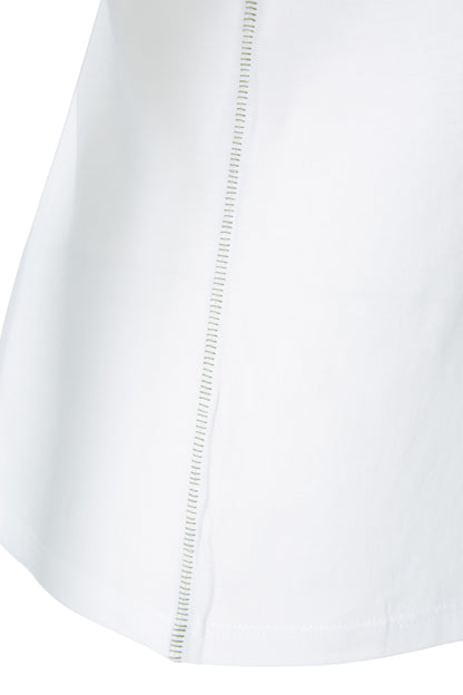 Oui Optic White Leaf Print Rhinestone T-shirt
