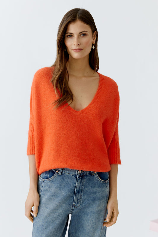 Oui Blood Orange Poncho Jumper