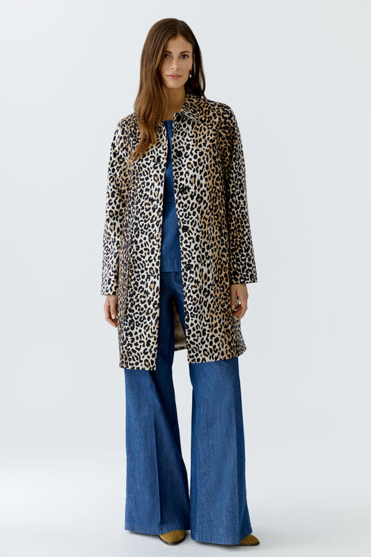 Oui Camel/Black Leo Short Coat