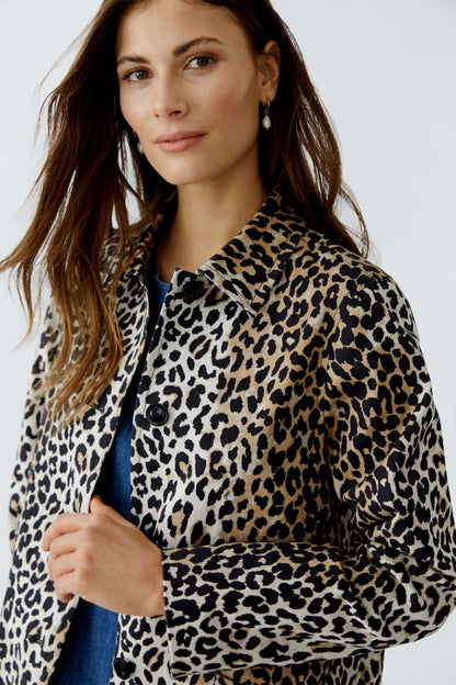 Oui Camel/Black Leo Short Coat