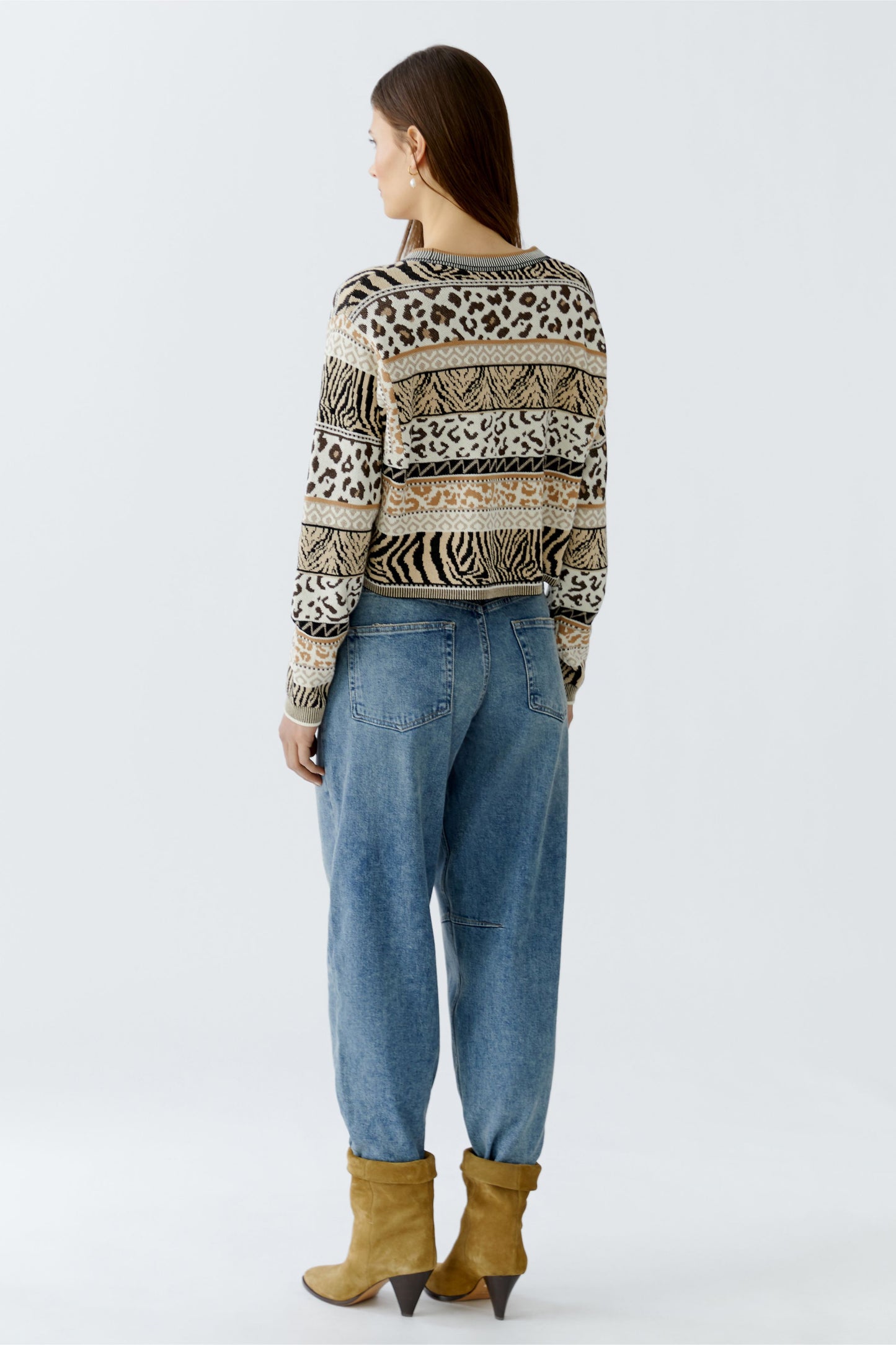 Oui Off-White/Black Animal Print Jumper