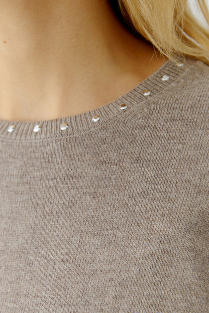 Oui Smokey Taupe Decorative Stone Jumper