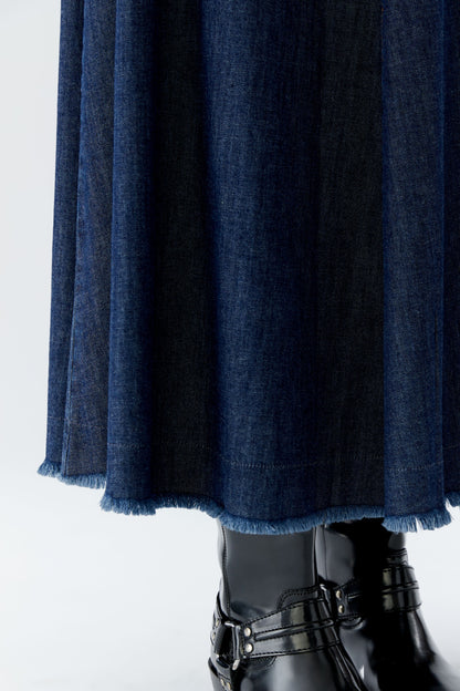 Oui Raw Denim Maxi Skirt