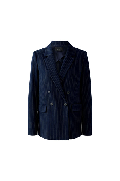 Oui Dark Blue/Camel Pinstripe Blazer