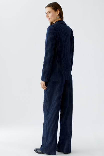 Oui Dark Blue/Camel Pinstripe Blazer
