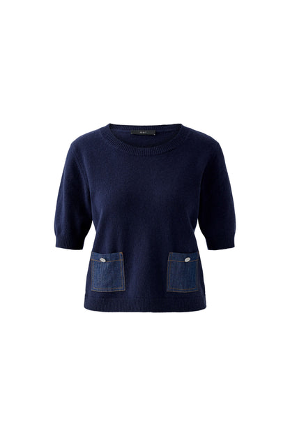 Oui Dark Blue Denim Pocket Jumper