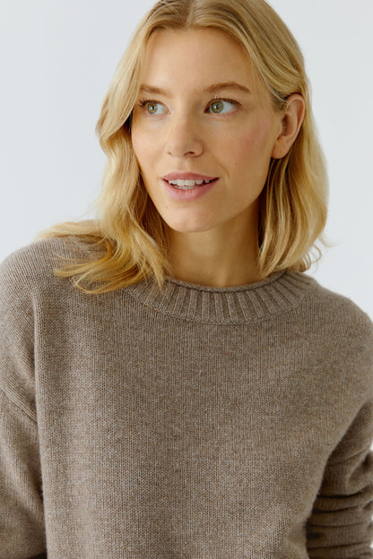 Oui Smokey Taupe Patch Pocket Jumper