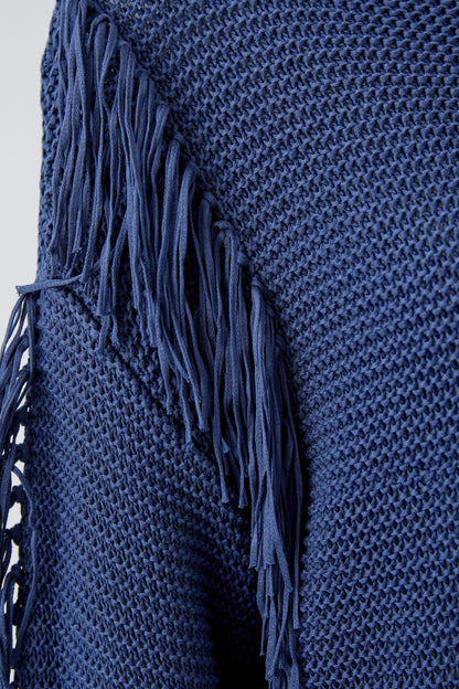 Oui Blue Fringe Jumper