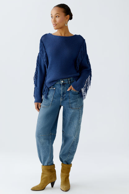 Oui Blue Fringe Jumper