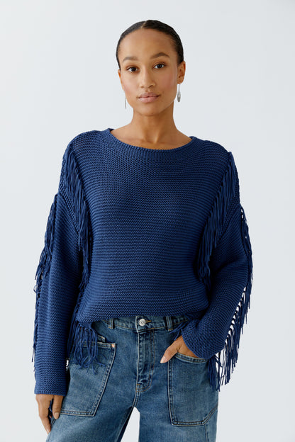 Oui Blue Fringe Jumper