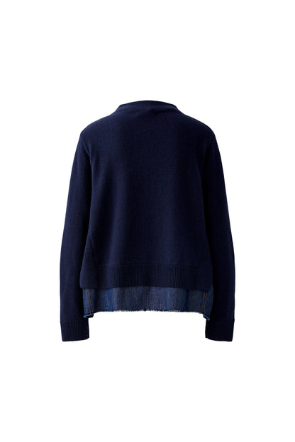 Oui Dark Blue/Denim Funnel Neck Jumper