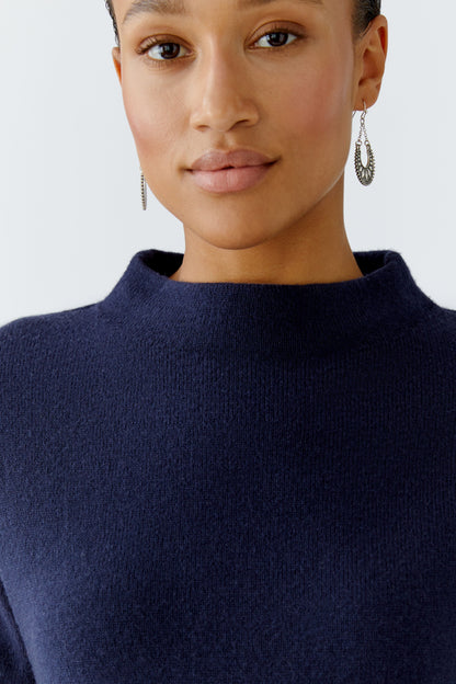 Oui Dark Blue/Denim Funnel Neck Jumper