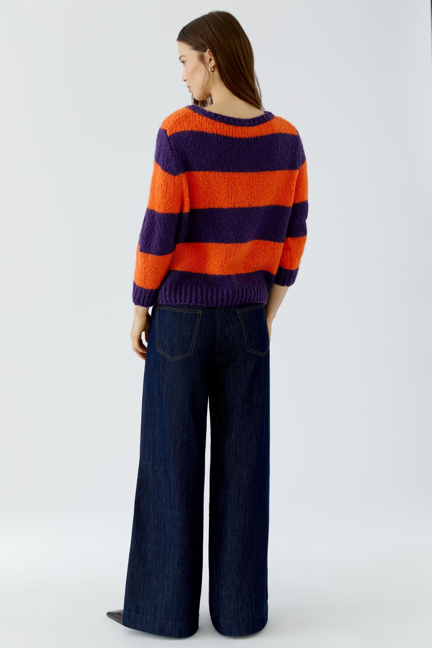 Oui ESMY Dark Violet/Orange Stripe Jumper