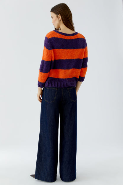 Oui ESMY Dark Violet/Orange Stripe Jumper
