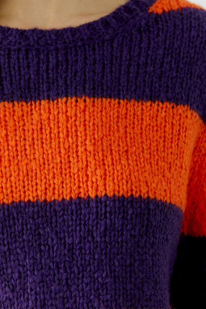 Oui ESMY Dark Violet/Orange Stripe Jumper