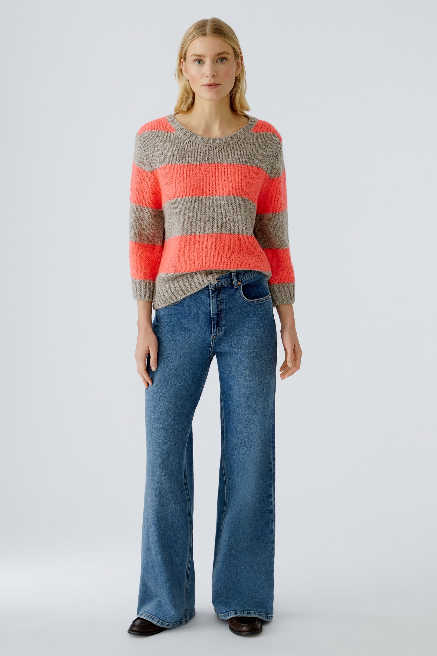 Oui Lt Brown/Rose Neon Stripe Esmy Jumper