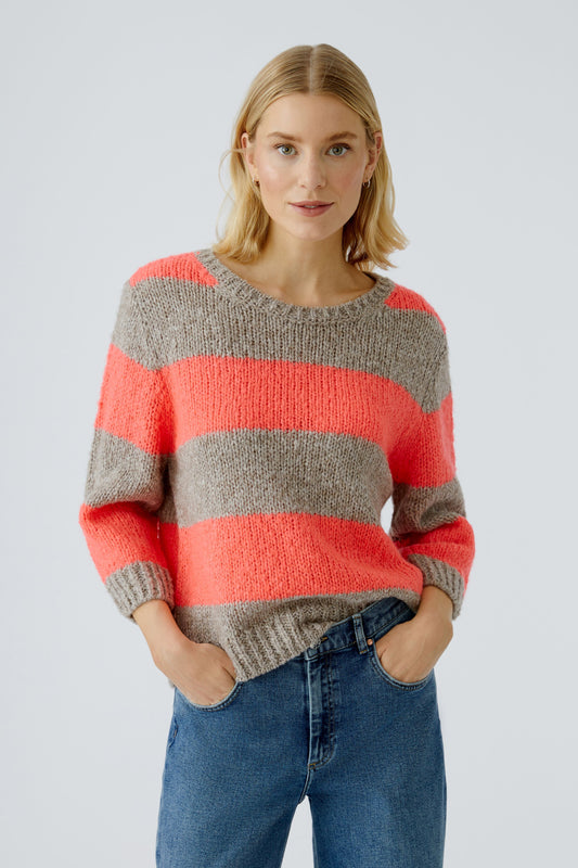 Oui Lt Brown/Rose Neon Stripe Esmy Jumper