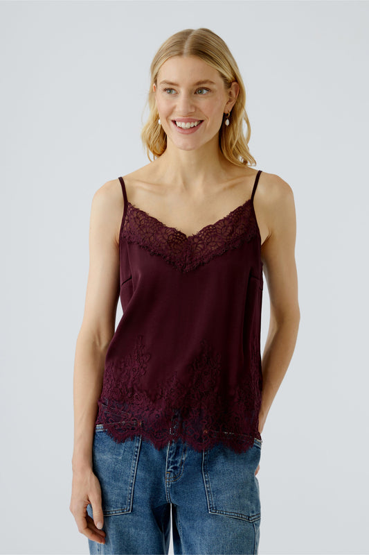 Oui Bramble Berry Lace Trim Vest Top