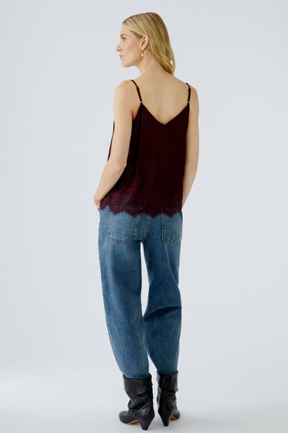 Oui Bramble Berry Lace Trim Vest Top