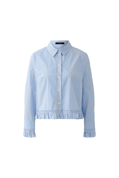 Oui Light Blue/White Stripe Frill Blouse
