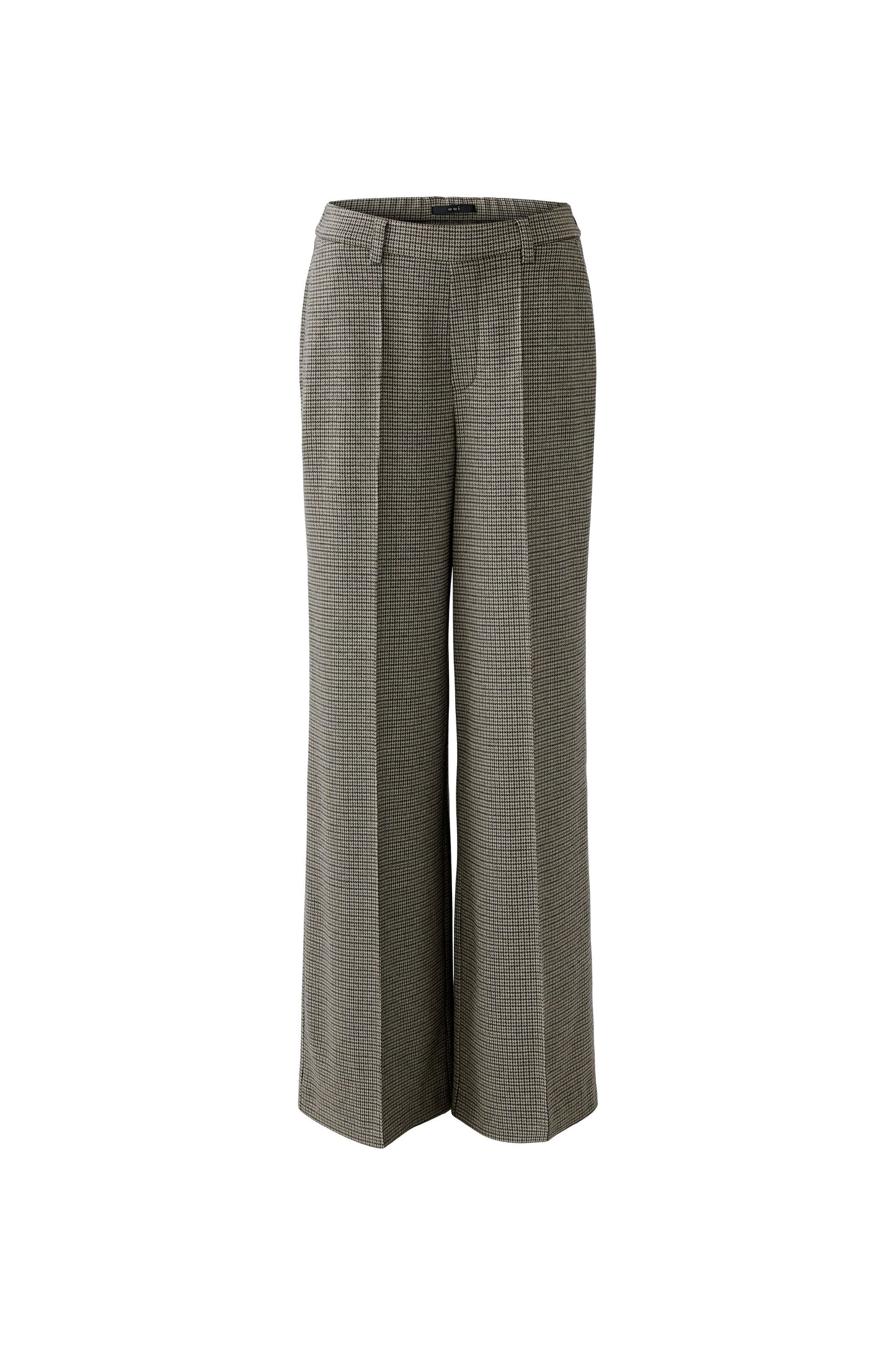 Oui Lt Stone/Grey Houndstooth Wide Leg Trouser