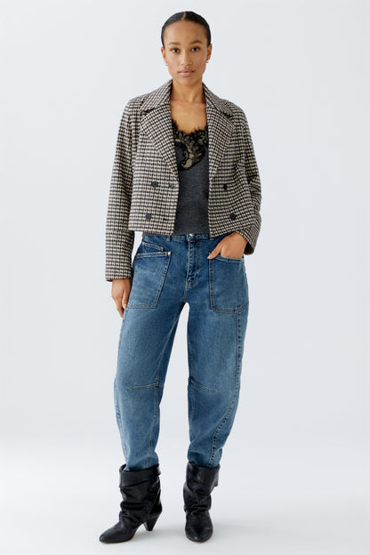 Oui Lt Stone/Brown Houndstooth Jacket